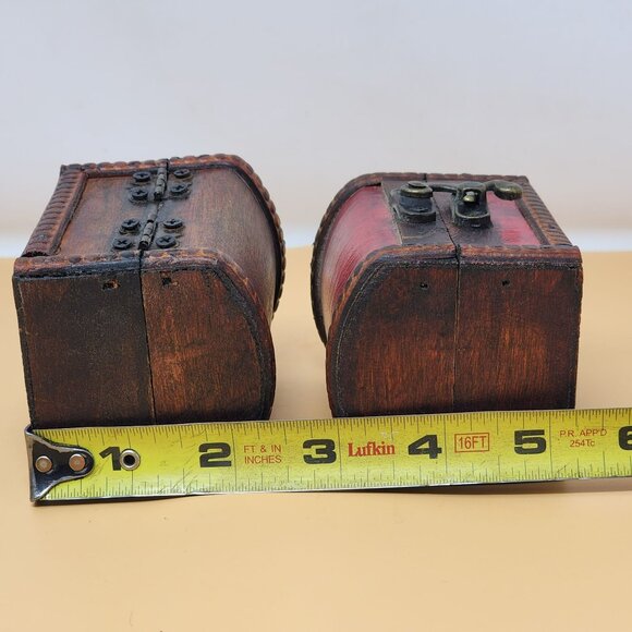 Set Of 2 Antique Style Mini Wooden Treasure Chest Boxes With Latch - Picture 14 of 14